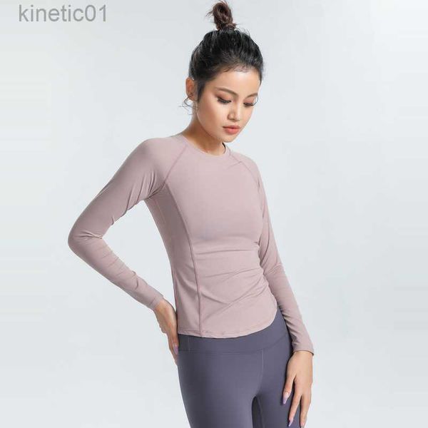 

designer lululemens women t shirt yoga clothes original long sleeve t-shirt sports yoga women's tights running fitness quick drying clo, White