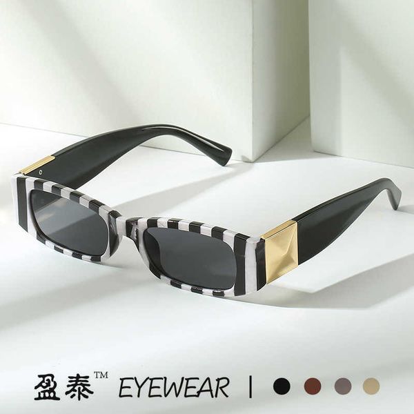 

new style small box fashion personality catwalk trend lattice sunglasses net red street shooting glasses, White;black