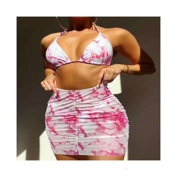 

swimsuit marble print bikini womens three piece split, White;black