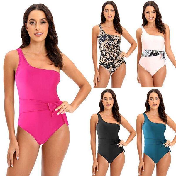 

shoulder belt swimsuit for women one piece briefs multi color waist, White;black