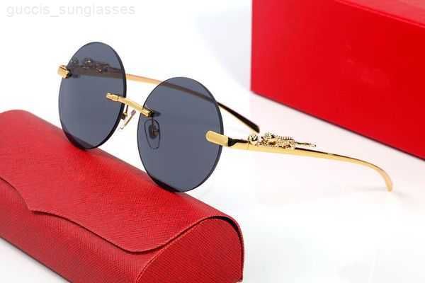 

designer sunglasses carti eyeglasses frames temples with panther heads metal frameless full rim semi rimless rectangular shape for men woman, White;black