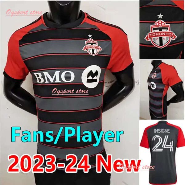 

23 24 toronto fc soccer jerseys insigne kaye fans player 2023 bernardeschi home away camisetas bradley akinola osorio vazquez jimenez, Black;yellow