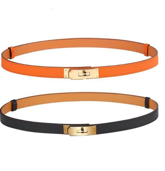 

610s fashion designer genuine leather belts for womens mens casual waistband womens gold smooth buckle cowskin belt ladies ceinture girdle q, Black;brown