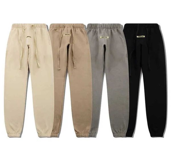 

mens pants designer ess reflective womens elasticity men sports loose silocone letters sweatpants drawstring trousers casual slimming trend6, Black
