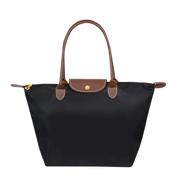 

waterproof nylon simple women one shoulder bag large capacity storage fitness handbag solid color shopping bags
