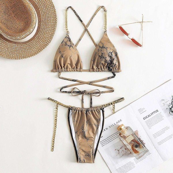 

swimwear marbling bikini lace up womens split swimsuit, White;black