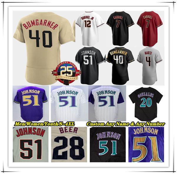 

baseball jersey dbacks randy johnson ketel marte seth beer madison bumgarner christian walker corbin carroll lourdes gurriel jr josh rojas z, Blue;black