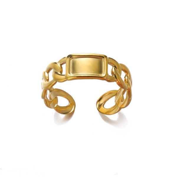 

stainless steel gold chunky curb cuban link chain rings gifts for women, Silver