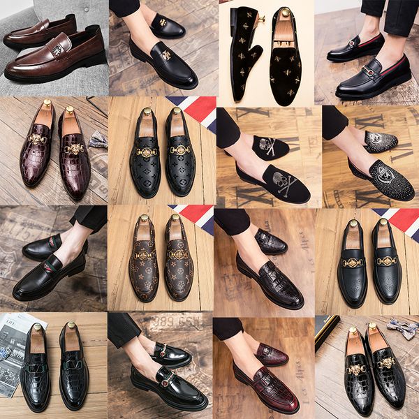 

luxury brand designer metal buckle decorative leffer shoes for black men comfortable low heel casual shoes gentleman formal business leather