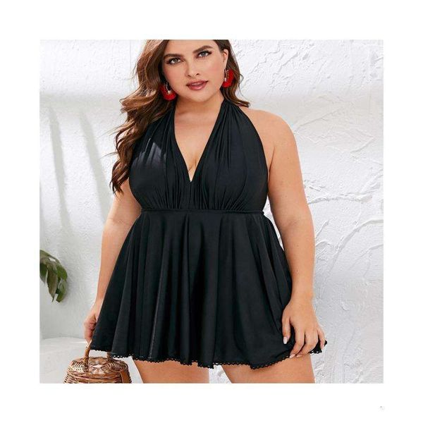 

womens plus size sized skirt swimsuit solid color backless swing, White;black