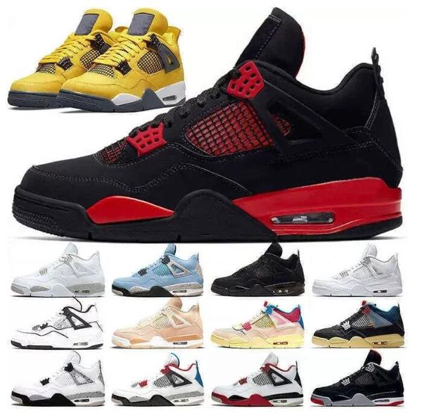 

jumpman 4 4s basketball shoes men women black cat red thunder lightning sneakers university blue white oreo bred pure money what the zen mas