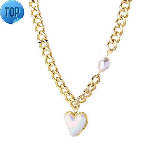 

selling fashion imitation pearl heart pendant girl crystal necklace, Silver