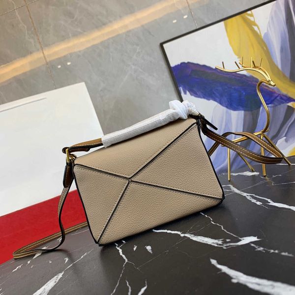 

Summer New Top Layer Cowhide Puzzle Mini Geometry Pillow Bag Portable One Shoulder Diagonal Irregular, Black9