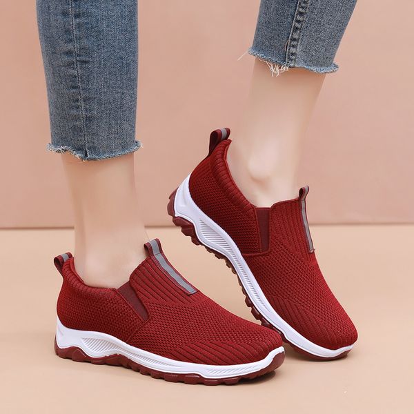 

womens shoes fashion ladies flat shoes mesh shoes lightweight sneakers spring and autumn loafers womens platform sneakers, Black