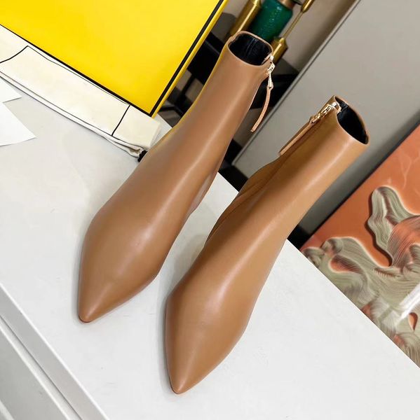 

women's genuine leather wedge short boots metal special-shaped heel pointed toe side zipper evening boots luxury designer high shoes fa, Black