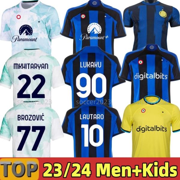 

2023 lukaku soccer jerseys barella correa inters dzeko giroud ibrahimovic lautaro milans theo brahim 22 23 24 uniforms men kids kits sets 90, Black;yellow