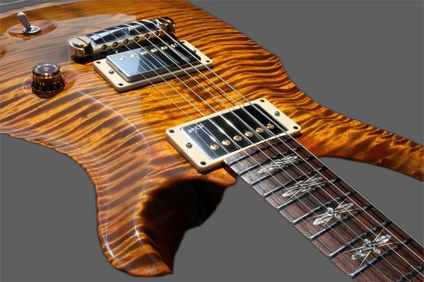 

custom reed smith amber brown flame maple dgt david grissom signature electric guitar very sepcial fingerboard inlay