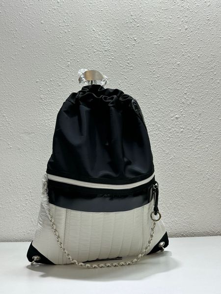 

fashionable cc bag nylon backpack, quilted women's travel chain bag, large capacity zipper opening, original designer luxury bag