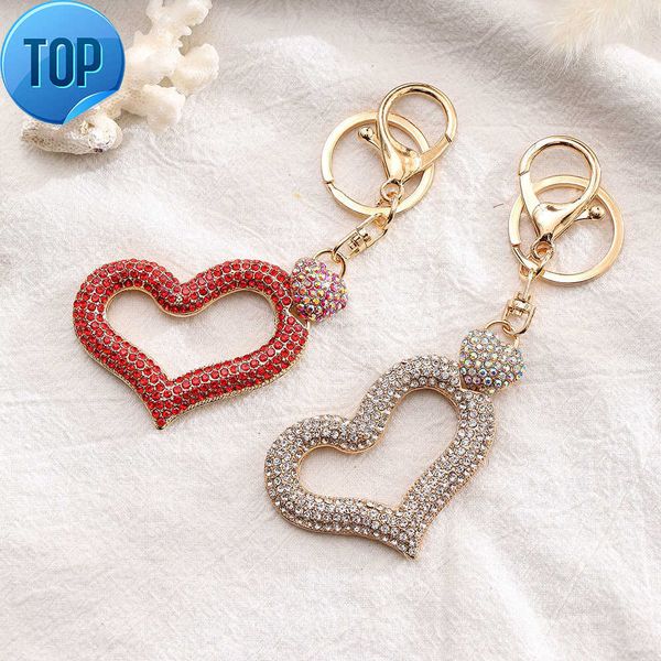 

fashion rhinestone charm pendant keyring diamond heart crown key chain with ring, Silver