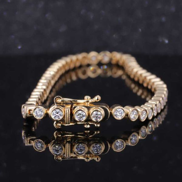 

10k solid gold bracelet 2.5 mm def vvs moissanite bezel setting tennis bracelet moissanite jewelry for party gift., Silver