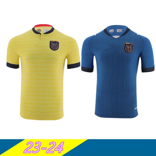 

2023 ecuador world cup soccer jersey 22/23/24 home yellow hincapie j. cifuentes plata shirt away estrada caicedo blue national team football, Black;yellow