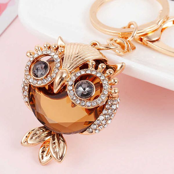 

cute owl pendant key chain car key ring holder gold keychain gift for girls diamond key chains, Slivery;golden