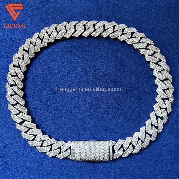 

lifeng custom hip hop vvs moissanite iced out diamond 925 silver cuban chain necklace