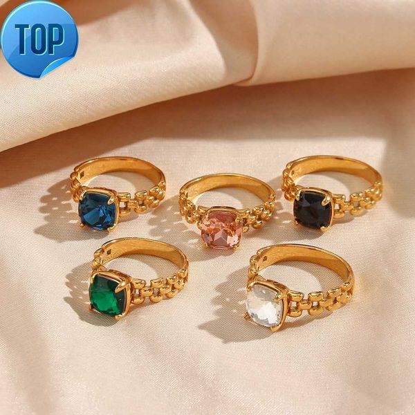

summer jewelry hollow watchband chain ring colorful zircon rings diamond engagement ring, Silver
