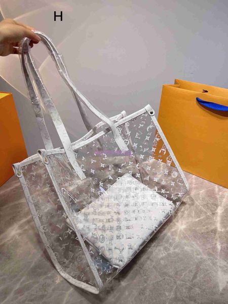 

2022 fashion designer bags transparent jelly tote bags ladies tote bag one shoulder crossbody large shopping bag 2 piece set pvc 10 styles 4
