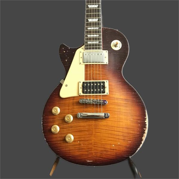 

left hand tiger flame electric guitar sunburst color guitar with heritage guitar instruments ing