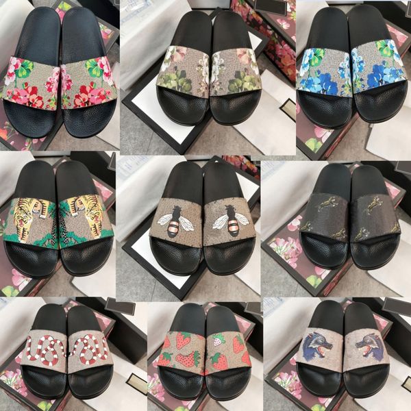

slippers floral flats platform sandals rubber brocade mules flip flops for men women leather rubber beach shoes loafers gear bottoms shippin, Black