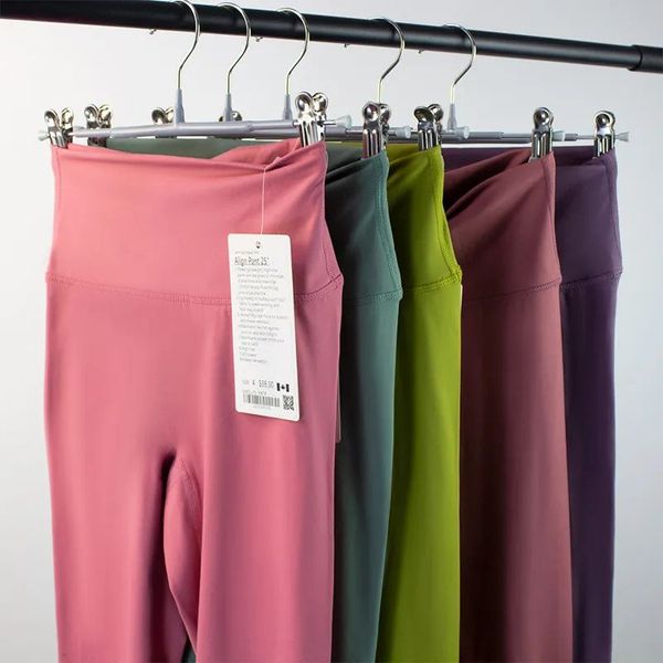 

2023-13 lulus lemons double-sided sanded nude yoga dress women's high-waisted hip-lifting cropped leggings tight leggings sweat