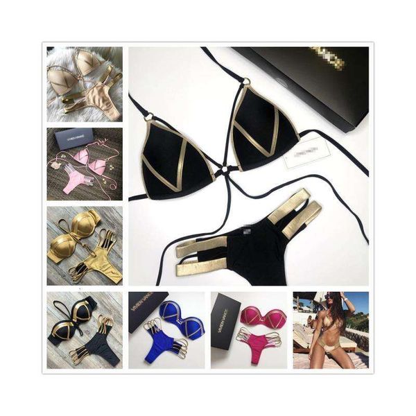 

way gilding stitching black bikini lady swimwear, White;black