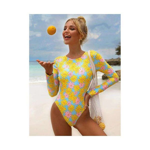 

one piece swimsuit womens sports long sleeve printed back hollow out surfing, White;black