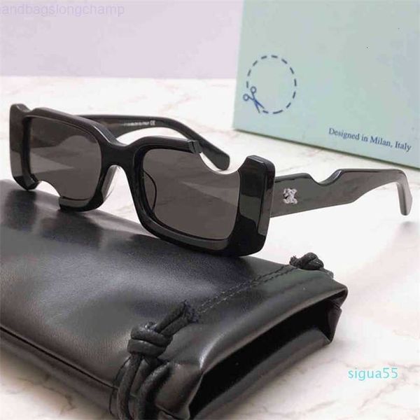 

off fashion sunglasses luxury 2023ss official latest square classic fashion ow40006 polycarbonate plate notch frame white men and women glas, White;black