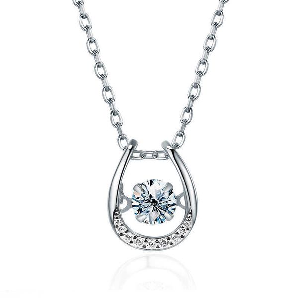 

stylever moissanite diamond horseshoe pendant for women 925 sterling silver chain necklace for women party fine jewelry
