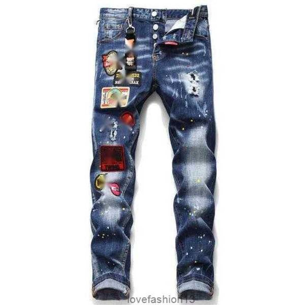 

fashion ds brand european italy men's slim jeans mens denim trousers zipper blue hole pencil pants jeansp5hn