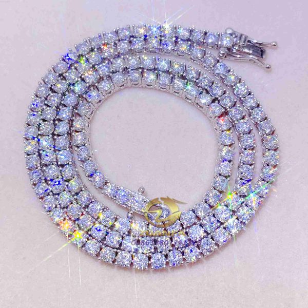 

pass diamond test 2mm--5mm wide 925 silver gold plated moissanite diamond tennis necklace/bracelet chain