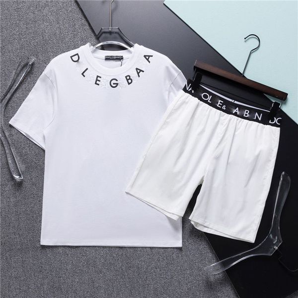 

summer tracksuits brand printing men's short sleeve suit fitness fashion leisure sports suit super cool sports black t-shirt shorts 2-p, Gray