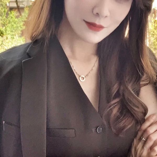 

design fashion womens necklace annulus europe america rose gold 18k gold plated stainless steel necklaces choker chain letter pendant weddin, Silver