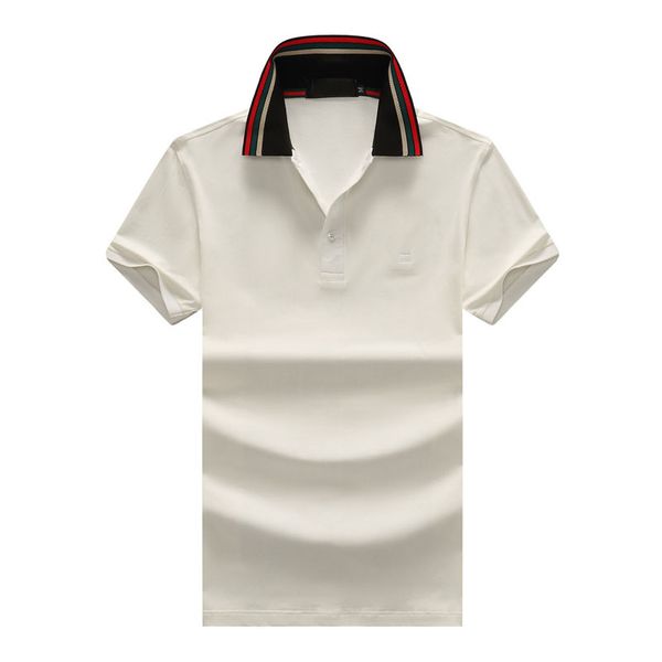 

luxury men's polo shirt men's striped polos casual lapel pure cotton breathable clothing summer business gg mens short sleeved t-s, White;black