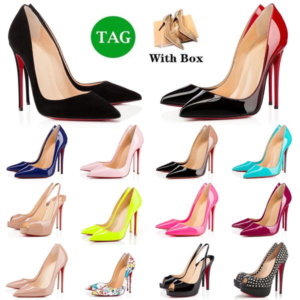 

designer heels women dress shoes red bottoms luxury high heel 6cm 8cm 10cm 12cm round pointed toes pumps wedding party sneakers platform pee, Black