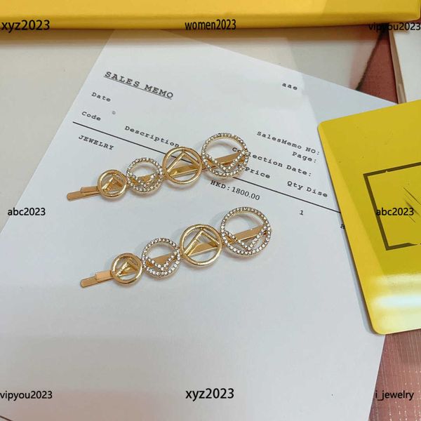 

designer women hair clips fashion gradient size logo design barrettes diamond inlaid design hair jewelry #including box, Golden;silver