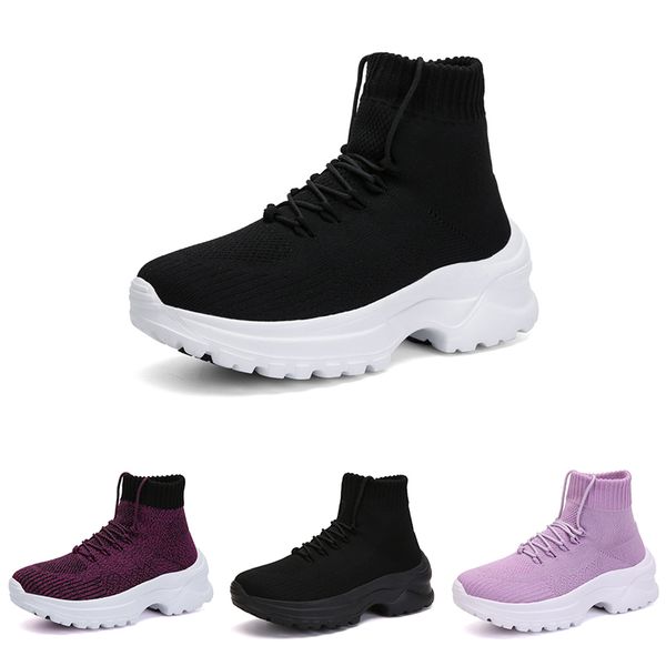 

autumn new fly weave breathable high women's shoes, elevated socks, casual sports shoes, one piece replacement 008, Black