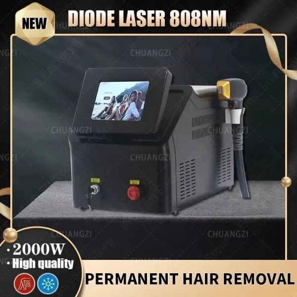 

portable ing point painless permanent hair removal 2000w 808nm diode laser rf equipment 755 808 1064nm for ce, Black