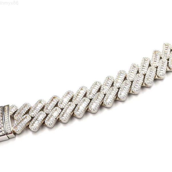 

fashion ice out cubic zirconia necklace gold white gold plated tennis chain for men and women, Silver