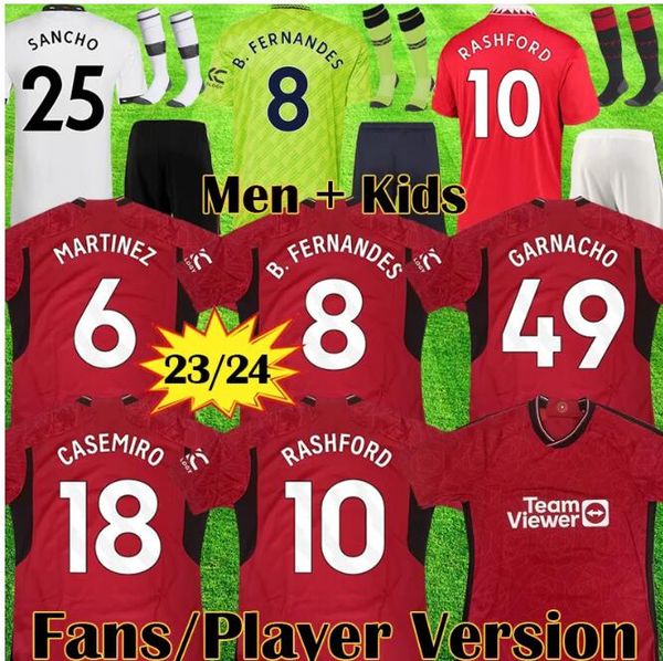 

3xl 4xl 23 24 rashford sancho casemiro soccer jerseys garnacho fans player version fernandes antony manchesters mans utds football shirt wom, Black;yellow