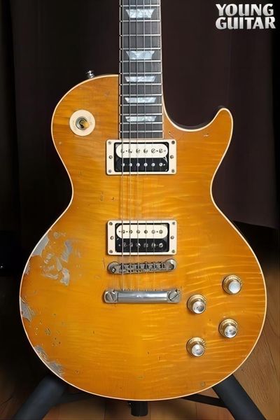 

electric guitar jimmy page relic work, leamon explosion and red bakc, zebra pickup, no pickup, chrome parts, ing