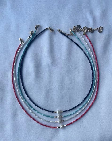 

fashion trend with wind color rice beads freshwater pearl necklace, Silver
