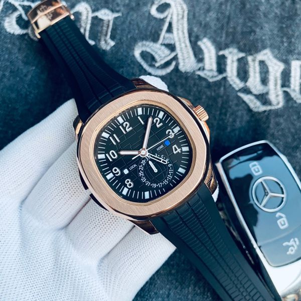 

2023 new men's watch automatic mechanical movement 40mm 18k stainless steel dial classic rubber avocado green band 5164 fashion casual, Slivery;brown